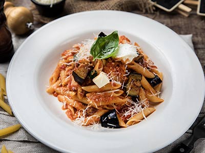 Penne With Smoked Eggplant & Ricotta