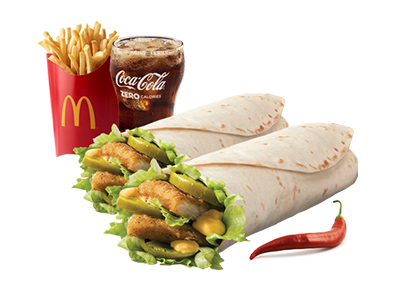 2 Spicy Chicken Snack Wrap Large Meal