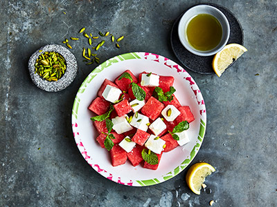 Watermelon With Feta And Mint